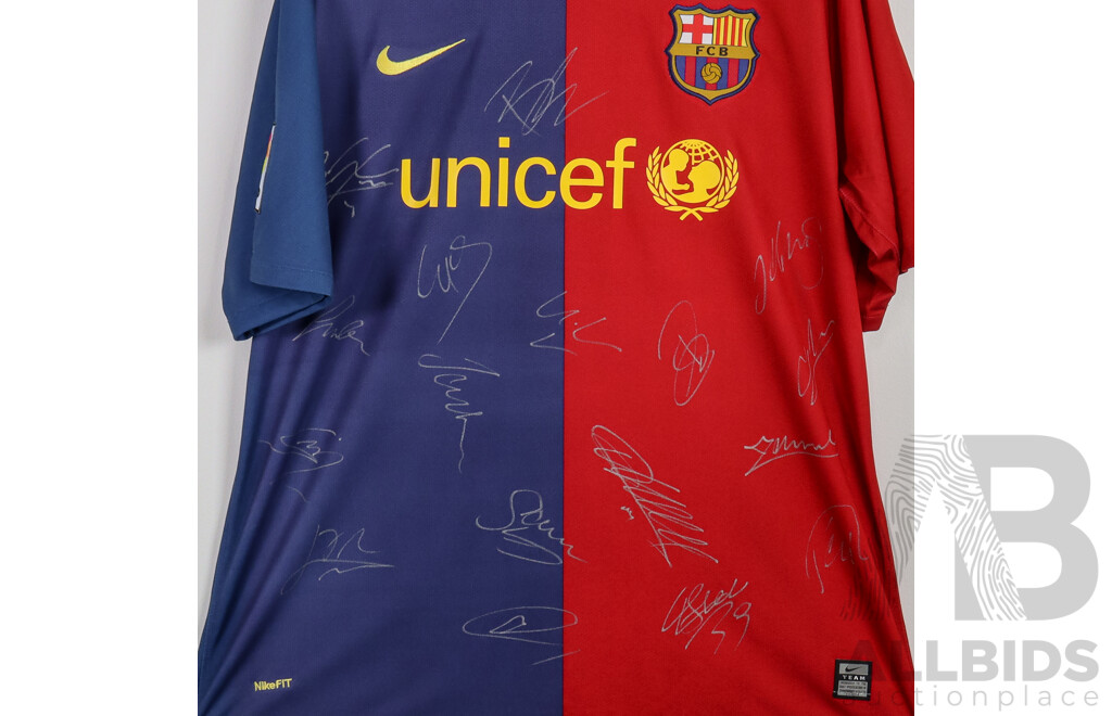2008/09 Treble-Winning FC Barcelona Era Multi-Signed Nike Football Jersey