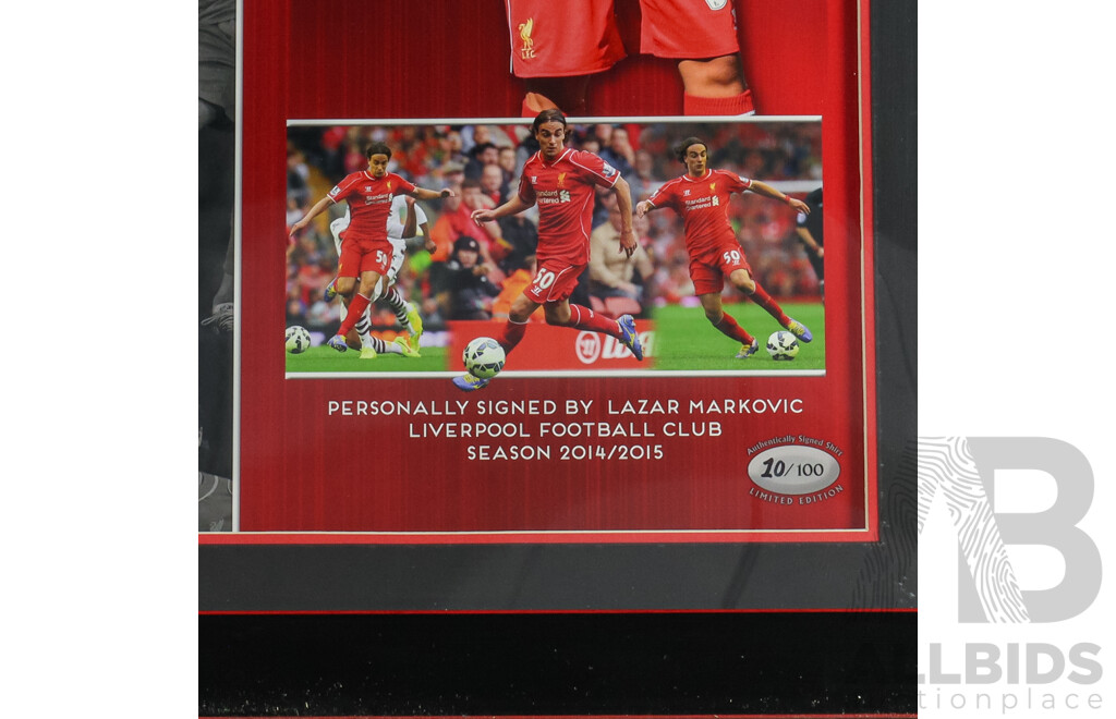 Liverpool FC & Serbian International Footballer Lazar Markovi? Signed Framed No. 50 Jersey - With COA