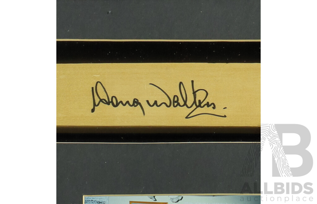 Australian Test Cricket Legend Doug Walters Signed Framed Mini Cricket Bat