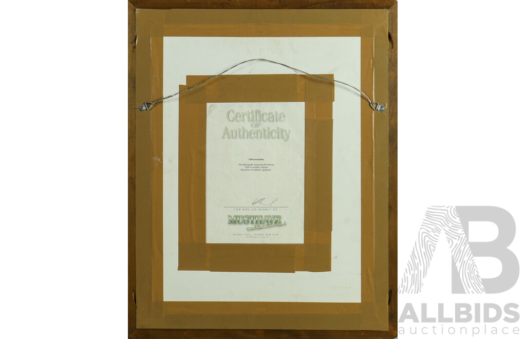 Don Bradman's Undefeated 1948 Australian Invincibles Framed Cricket Team Display - With COA