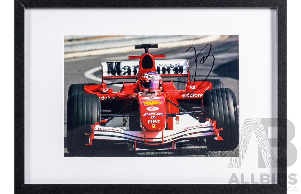Framed Photo of 2005 Monaco GP Signed by Rubens Barrichello with COA
