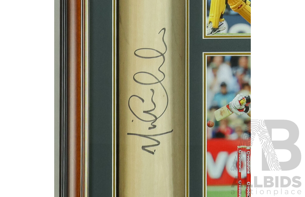2015 Cricket World Cup Winning Captain & Australian Test Legend Michael Clarke Signed Framed Cricket Bat Display - With COA