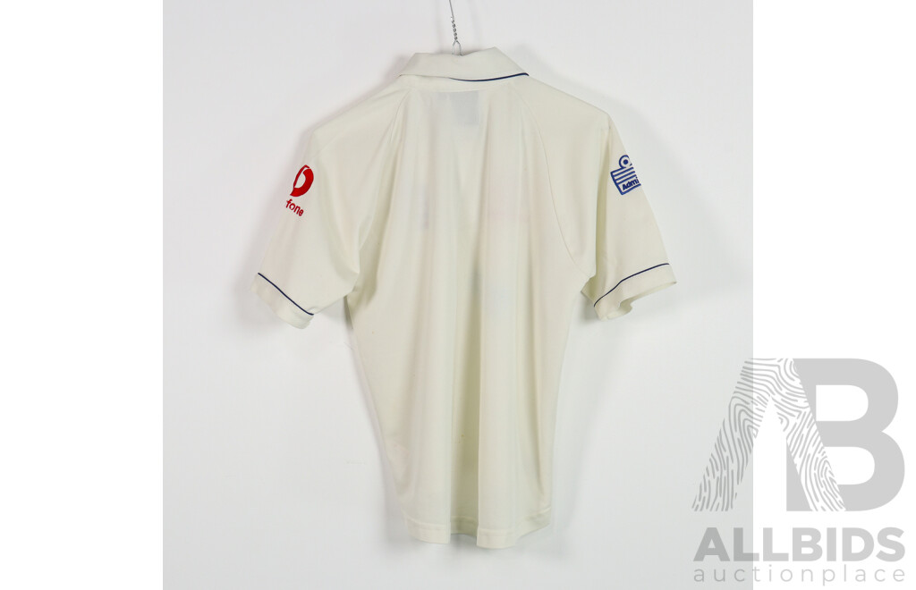 England International Cricket Team Multi-Signed Adidas Vodafone Shirt - Including Signatures Attributed to Kevin Pietersen, Andrew Strauss, Ian Bell & Monty Panesar - With COA