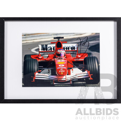 Framed Photo of 2005 Monaco GP Signed by Rubens Barrichello with COA