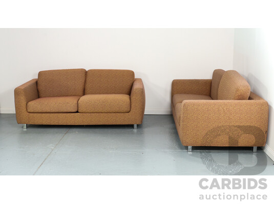 Pair of Moroso Italian Designed Fabric Two Seater Lounges