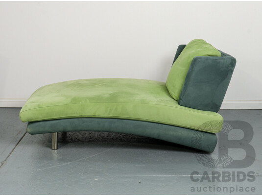 Modern Two Tone Curved Upholstered Chaise Lounge