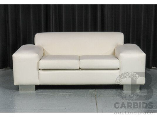 White Leather Two Seater Lounge by Rico Furniture
