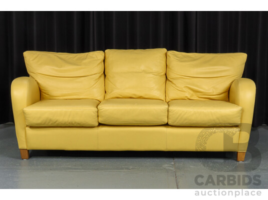 Yellow Leather Three Seater Lounge by Artifex Furniture