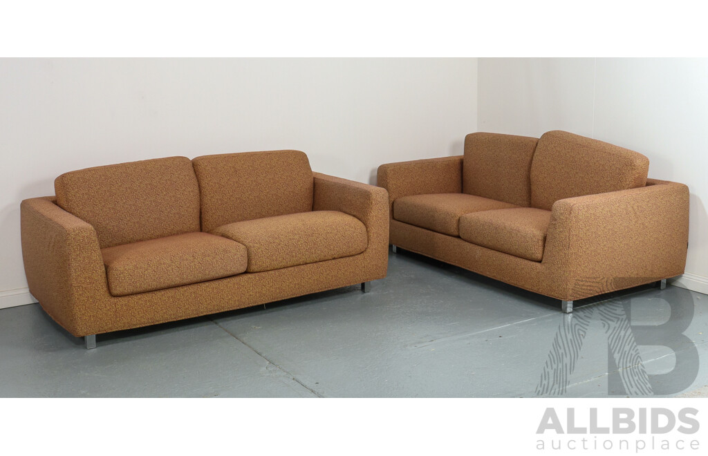 Pair of Moroso Italian Designed Fabric Two Seater Lounges