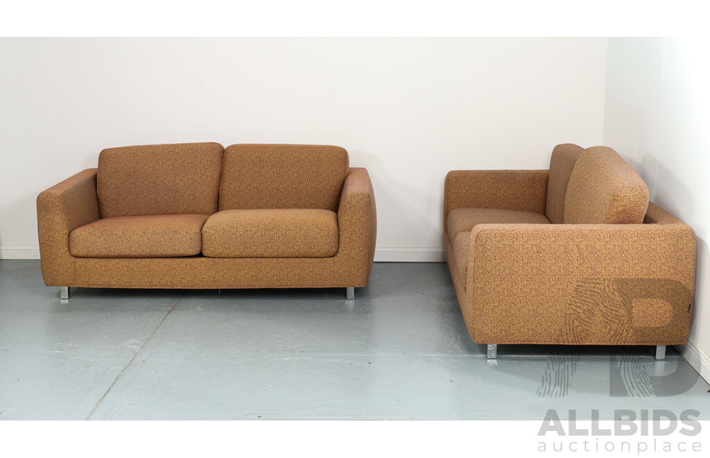 Pair of Moroso Italian Designed Fabric Two Seater Lounges