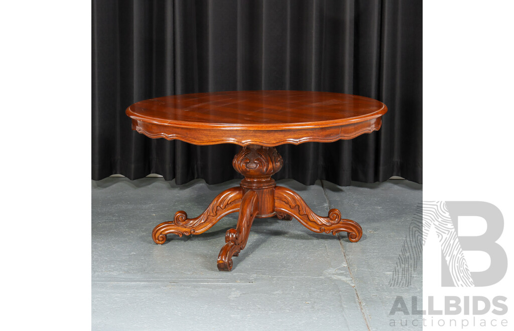 Reproduction Round Mahogany Single Pedestal Coffee Table