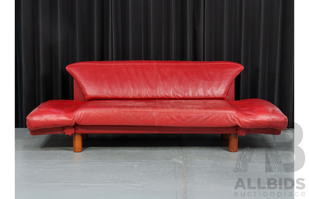 Vintage Red Leather Two Seater Lounge by Artifex Furniture