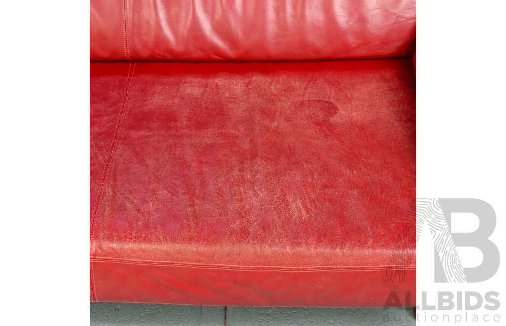 Vintage Red Leather Two Seater Lounge by Artifex Furniture