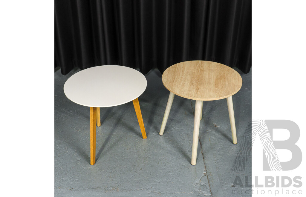 Pair of Unmatched Modern Timber Side Tables