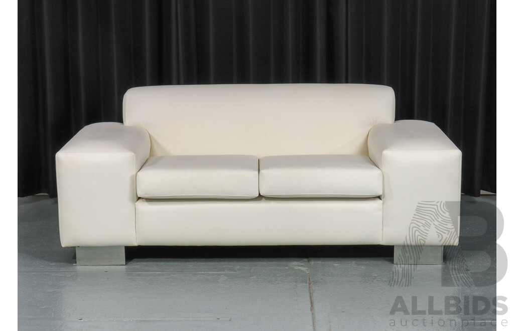 White Leather Two Seater Lounge by Rico Furniture
