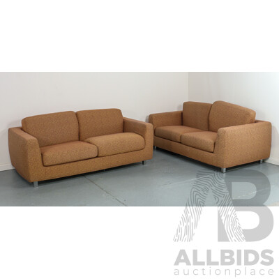 Pair of Moroso Italian Designed Fabric Two Seater Lounges