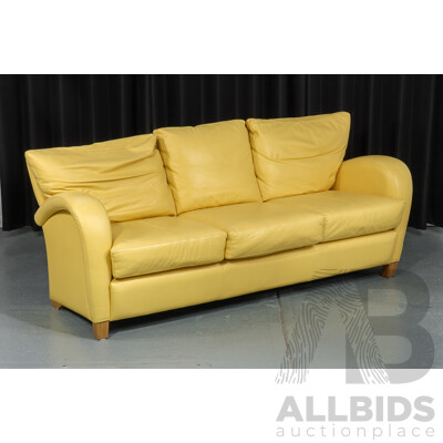 Yellow Leather Three Seater Lounge by Artifex Furniture