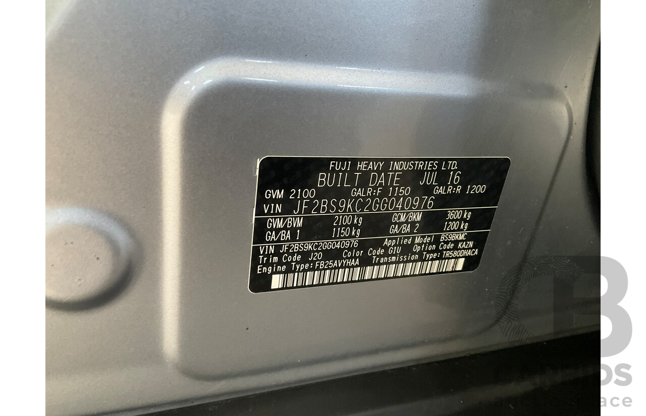 07/2016 Subaru Outback 2.5i Premium (AWD) MY16 4d Wagon Silver 2.5L