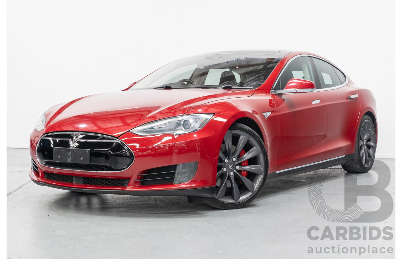 10/2015 Tesla Model S P85D (AWD) 4d Hatchback Sunset Red Metallic - Dedicated Electric EV 376kW