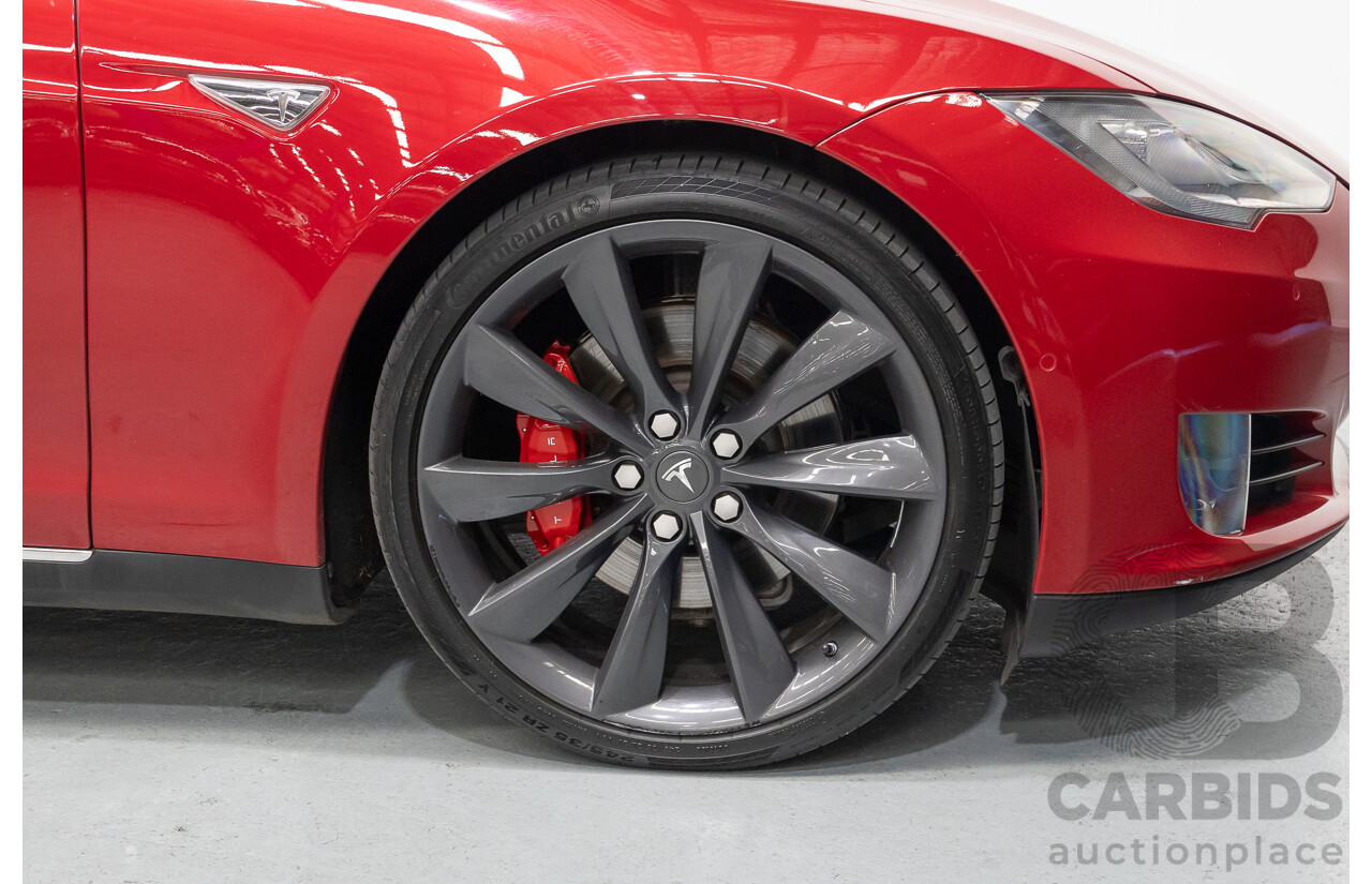 10/2015 Tesla Model S P85D (AWD) 4d Hatchback Sunset Red Metallic - Dedicated Electric EV 376kW