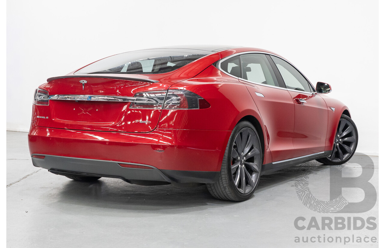 10/2015 Tesla Model S P85D (AWD) 4d Hatchback Sunset Red Metallic - Dedicated Electric EV 376kW