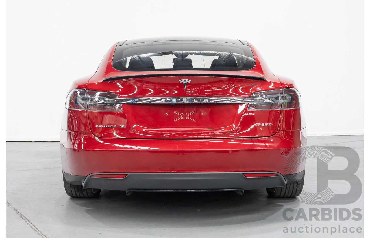 10/2015 Tesla Model S P85D (AWD) 4d Hatchback Sunset Red Metallic - Dedicated Electric EV 376kW