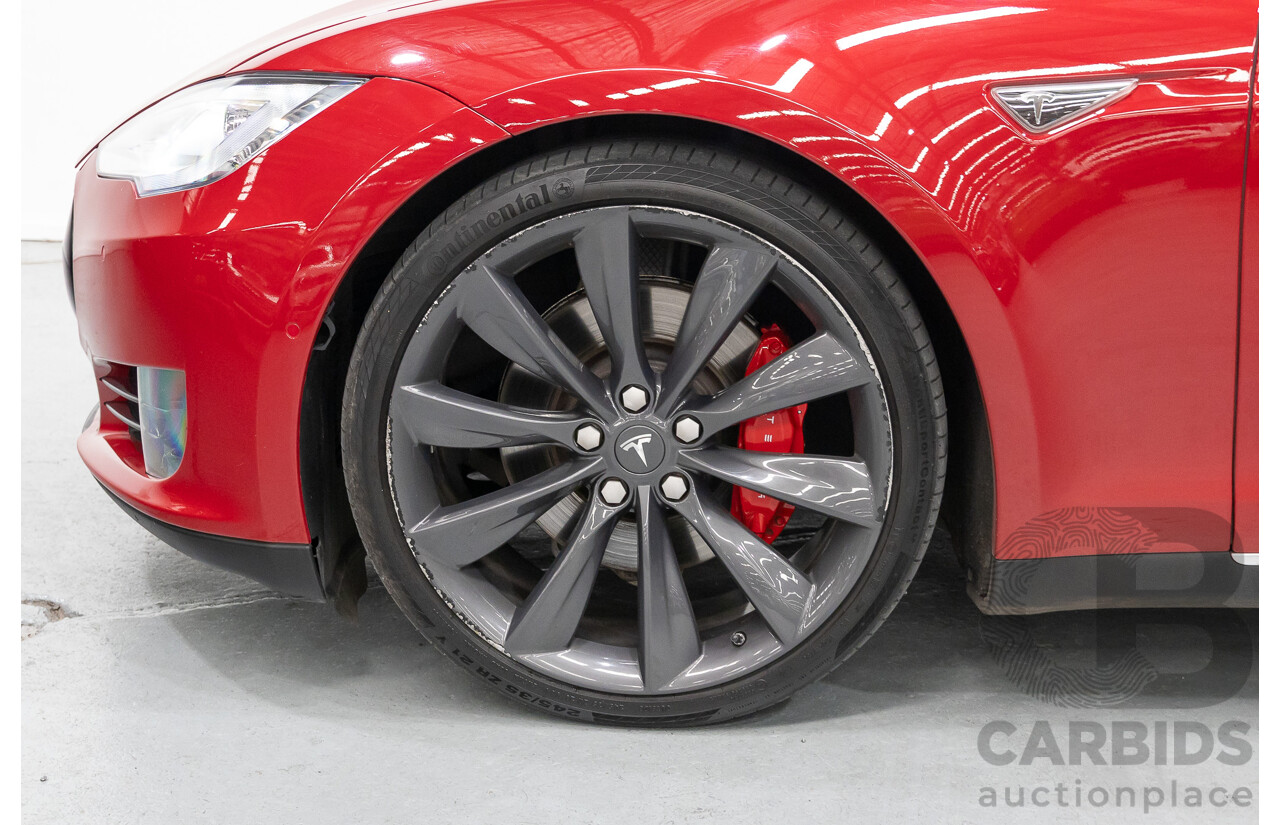 10/2015 Tesla Model S P85D (AWD) 4d Hatchback Sunset Red Metallic - Dedicated Electric EV 376kW