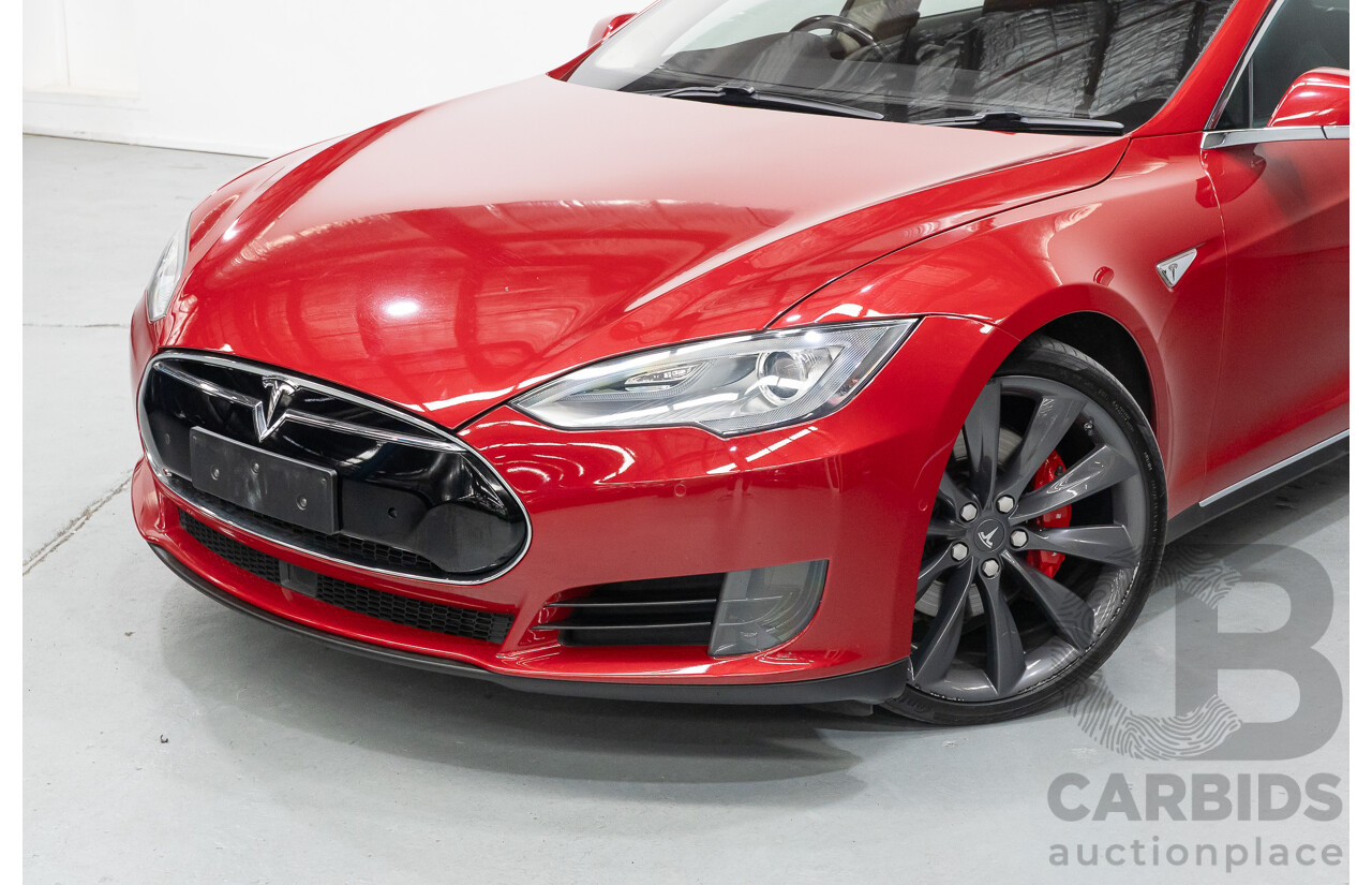 10/2015 Tesla Model S P85D (AWD) 4d Hatchback Sunset Red Metallic - Dedicated Electric EV 376kW