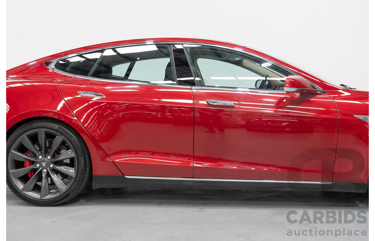 10/2015 Tesla Model S P85D (AWD) 4d Hatchback Sunset Red Metallic - Dedicated Electric EV 376kW