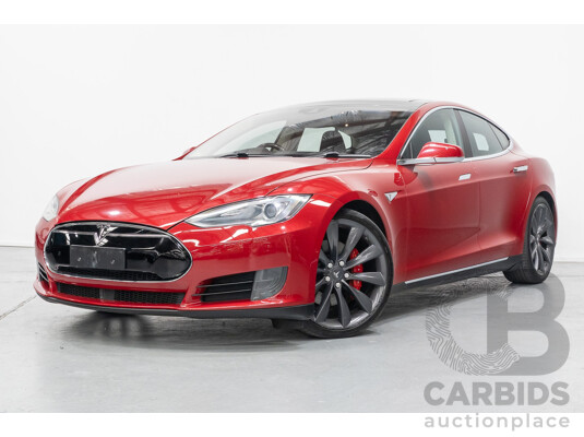 10/2015 Tesla Model S P85D (AWD) 4d Hatchback Sunset Red Metallic - Dedicated Electric EV 376kW