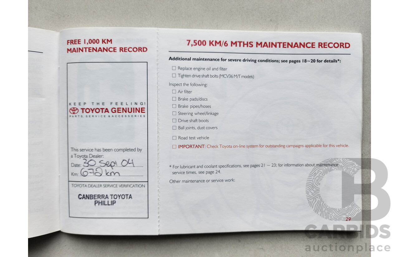 07/2004 Toyota Camry Altise MCV36R 4d Sedan Silver 3.0L