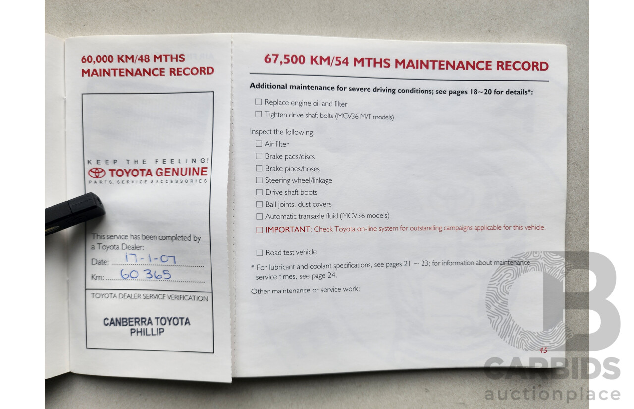 07/2004 Toyota Camry Altise MCV36R 4d Sedan Silver 3.0L