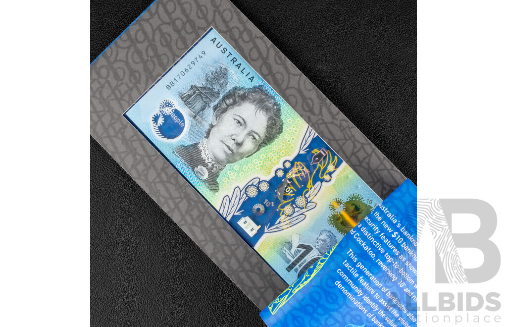 Three Australian 2017 Ten Dollar Next Generation Bank Notes, Lowe/Fraser