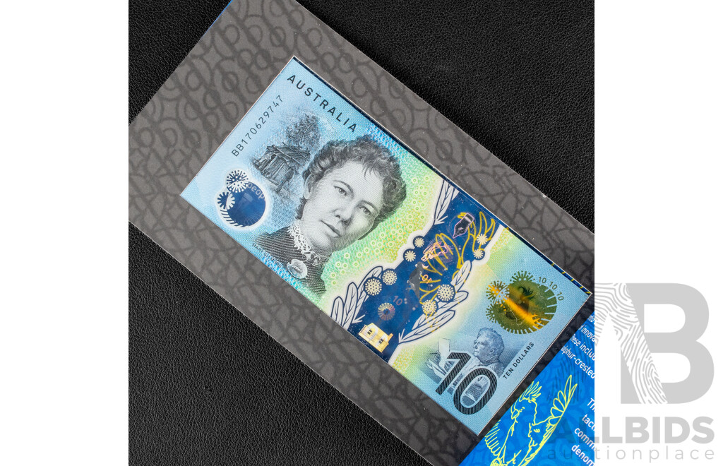 Three Australian 2017 Ten Dollar Next Generation Bank Notes, Lowe/Fraser