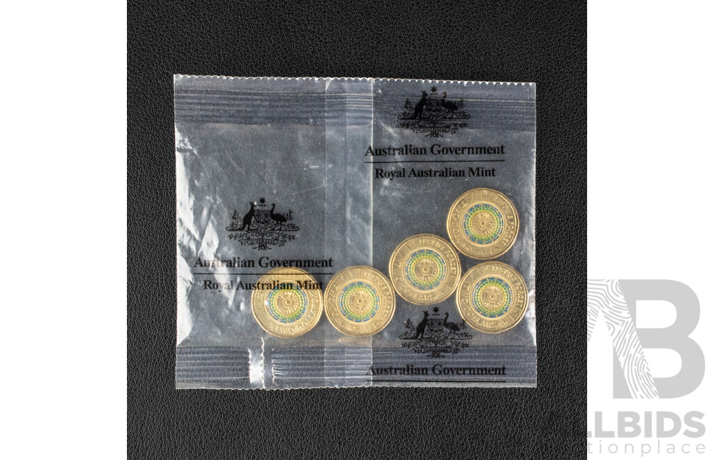 Five Australian RAM 2017 UNC Two Dollar Coins - Lest We Forget