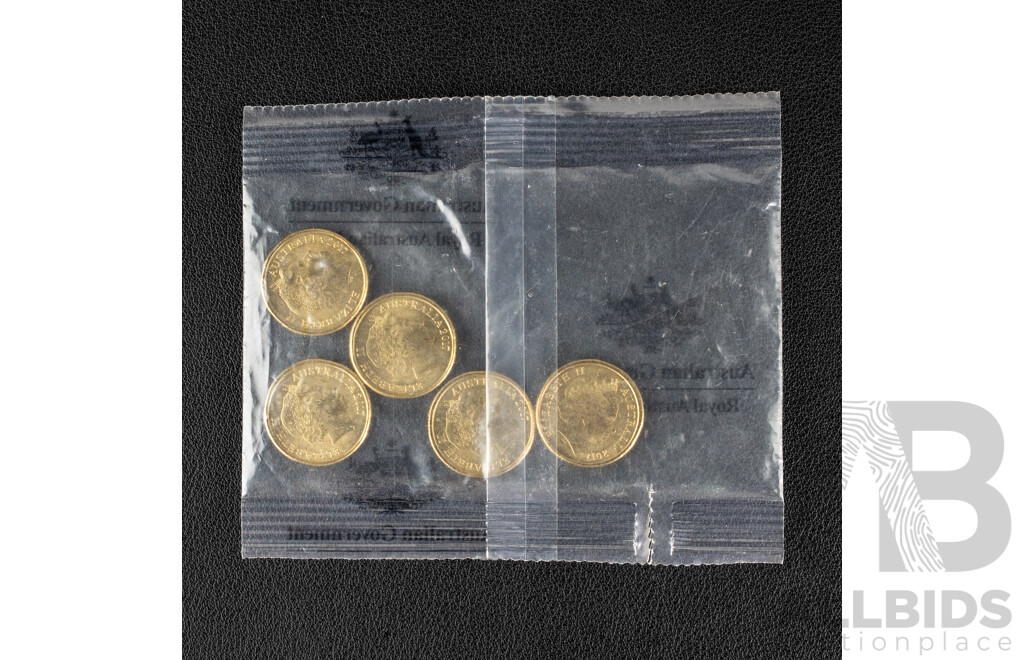 Five Australian RAM 2017 UNC Two Dollar Coins - Lest We Forget