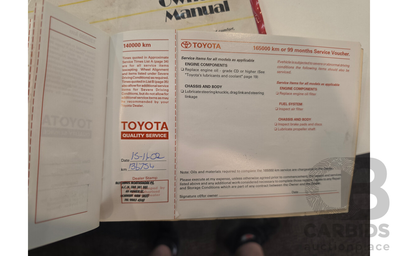 11/1995 Toyota Landcruiser DX (4x4) HZJ80R 4d Wagon White Diesel 4.2L