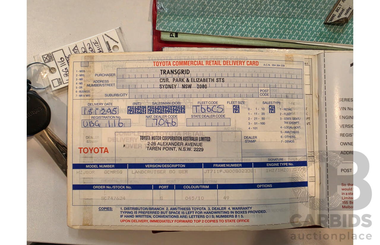 11/1995 Toyota Landcruiser DX (4x4) HZJ80R 4d Wagon White Diesel 4.2L