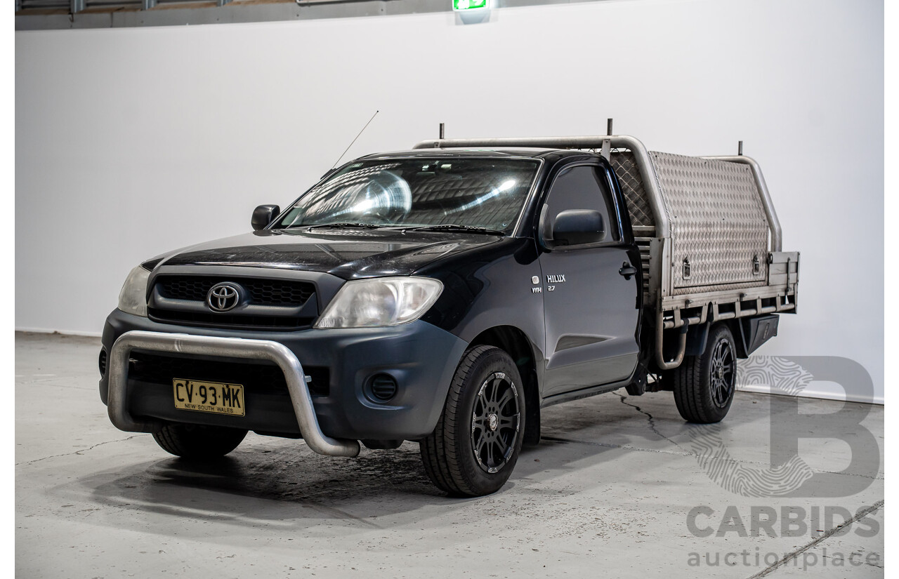 06/2010 Toyota Hilux Workmate TGN16R 09 Upgrade C/Chas Black Sand Turbo Petrol 2.7L