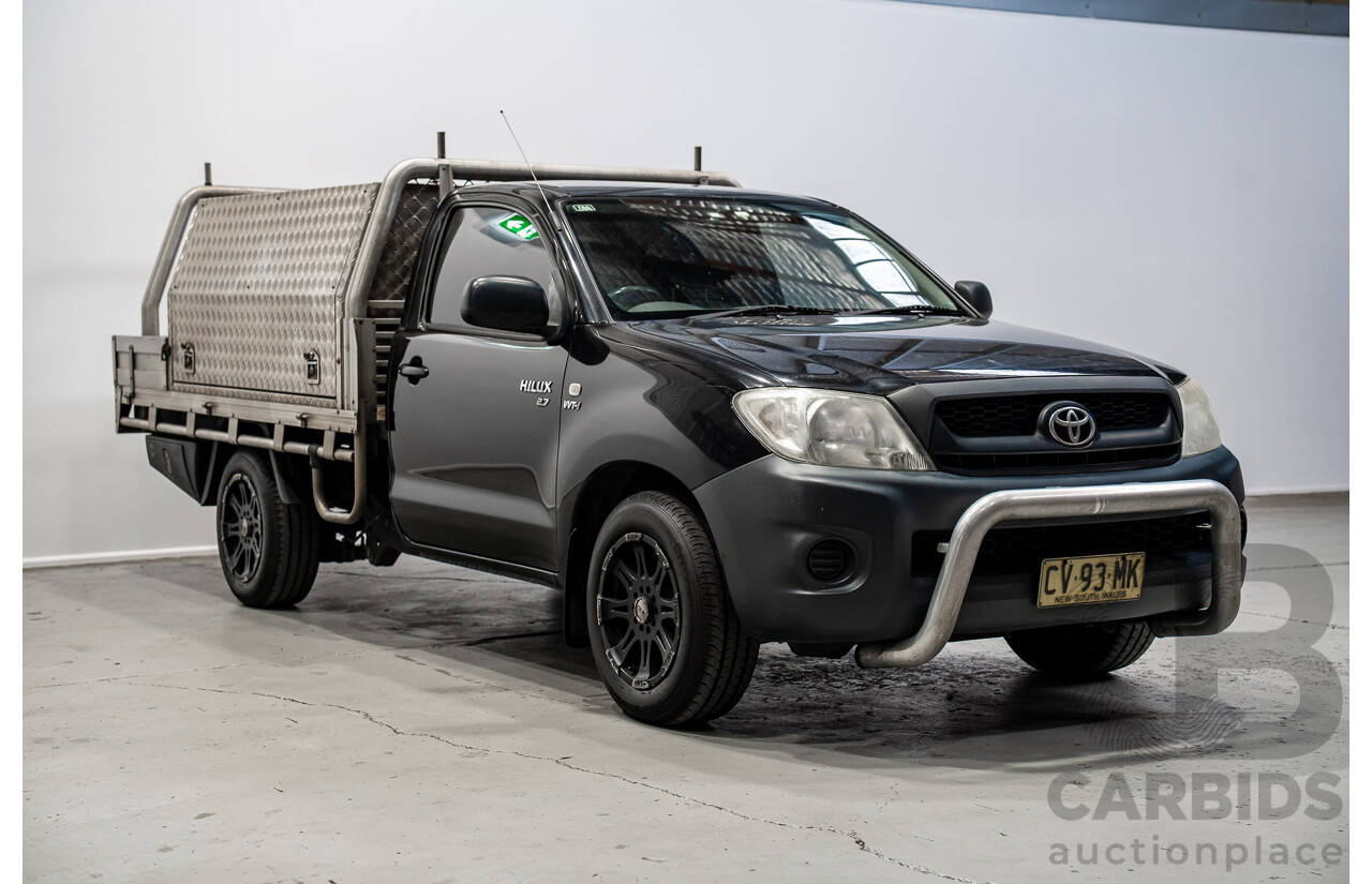 06/2010 Toyota Hilux Workmate TGN16R 09 Upgrade C/Chas Black Sand Turbo Petrol 2.7L
