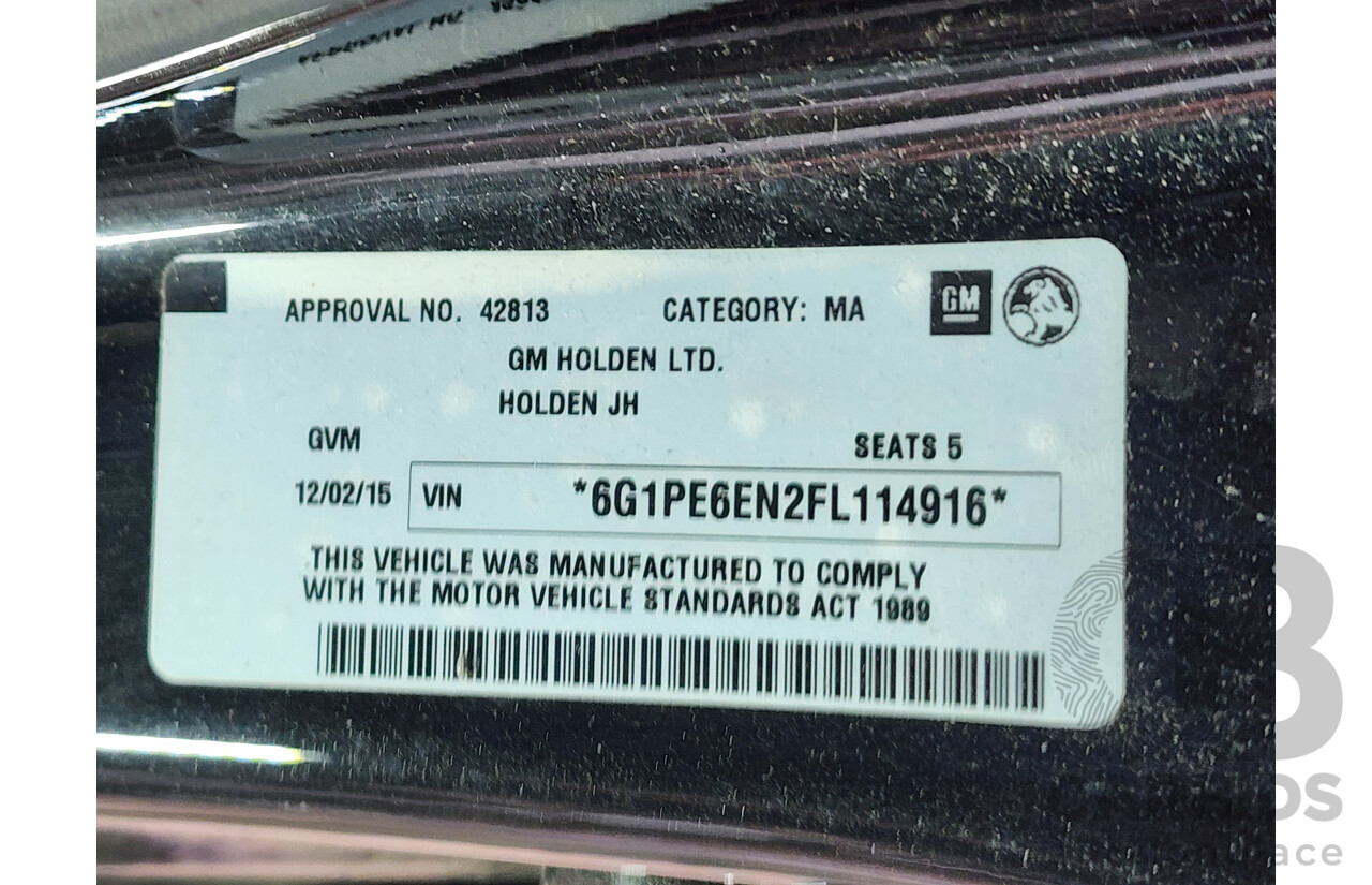 02/2015 Holden Cruze SRi V JH MY15 5d Hatchback Black 1.6L