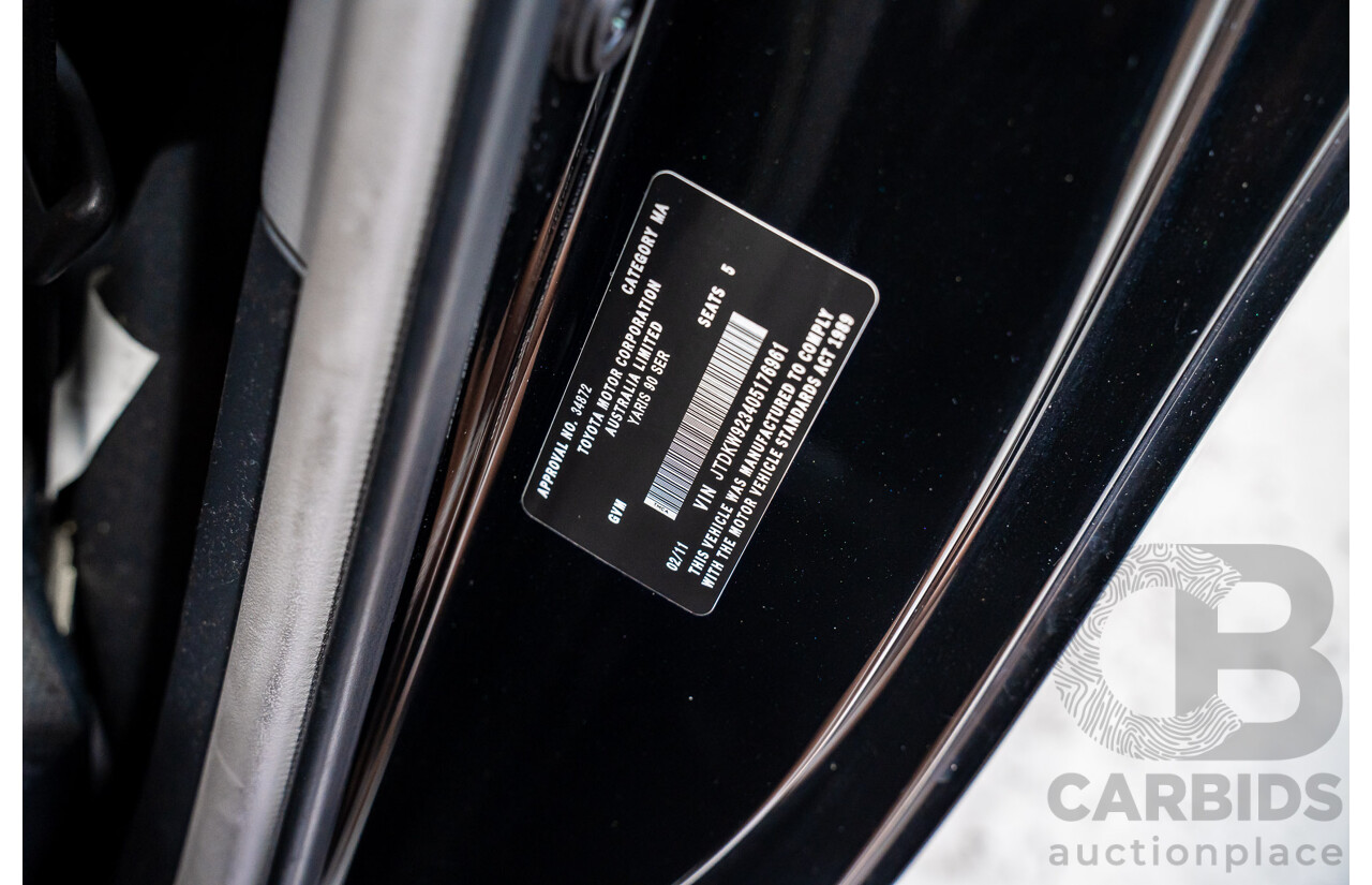 02/2011 Toyota Yaris YR NCP90R 10 Upgrade 5d Hatchback Black 1.3L
