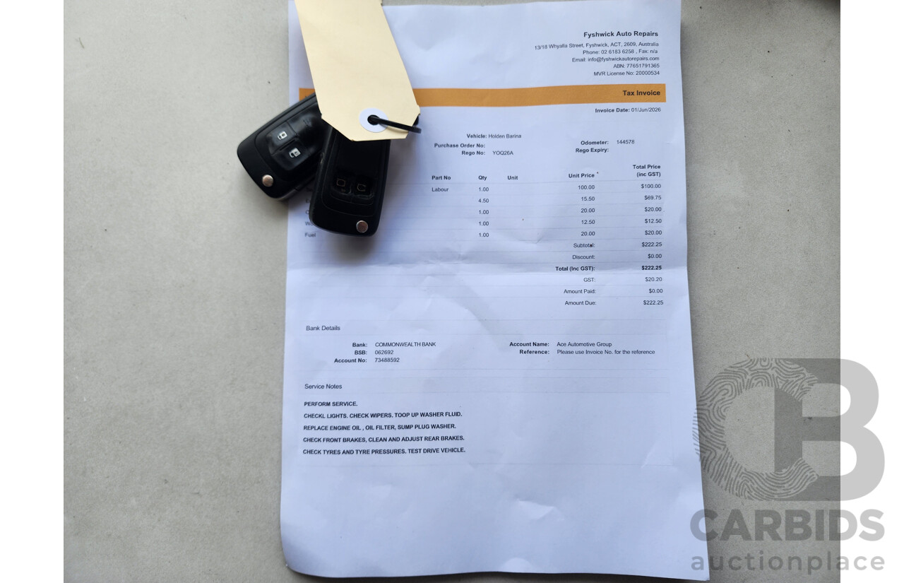 11/2012 Holden Barina  TM 5d Hatchback White 1.6L