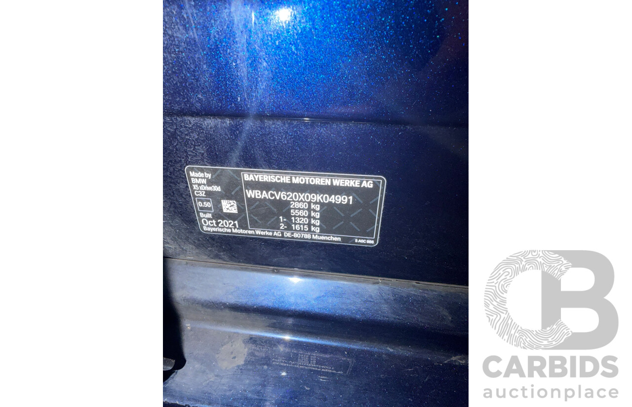 1/2022 BMW X5 xDrive30d M Sport (AWD) G05 4d Wagon Tansanit Blue Metallic Turbo Diesel 3.0L