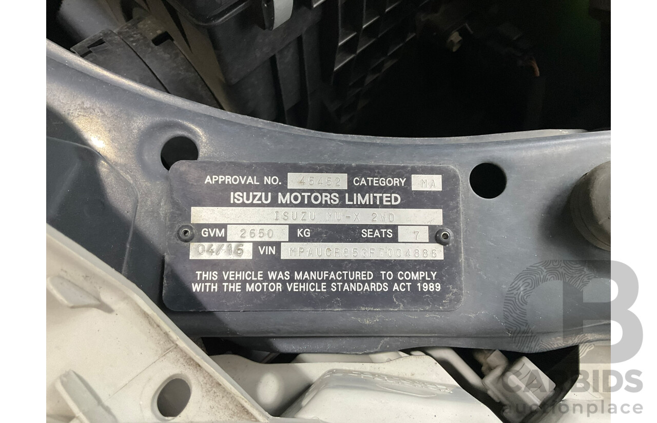 03/2016 Isuzu Mu-X LS-U UC MY15 4d Wagon Black 3.0L