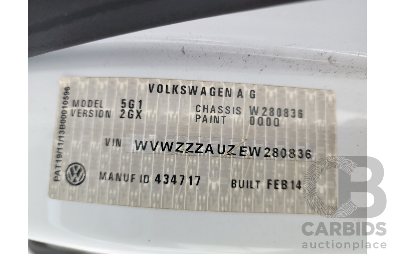 04/2014 Volkswagen Golf 90 TSI AU MY14 5d Hatchback White 1.4L