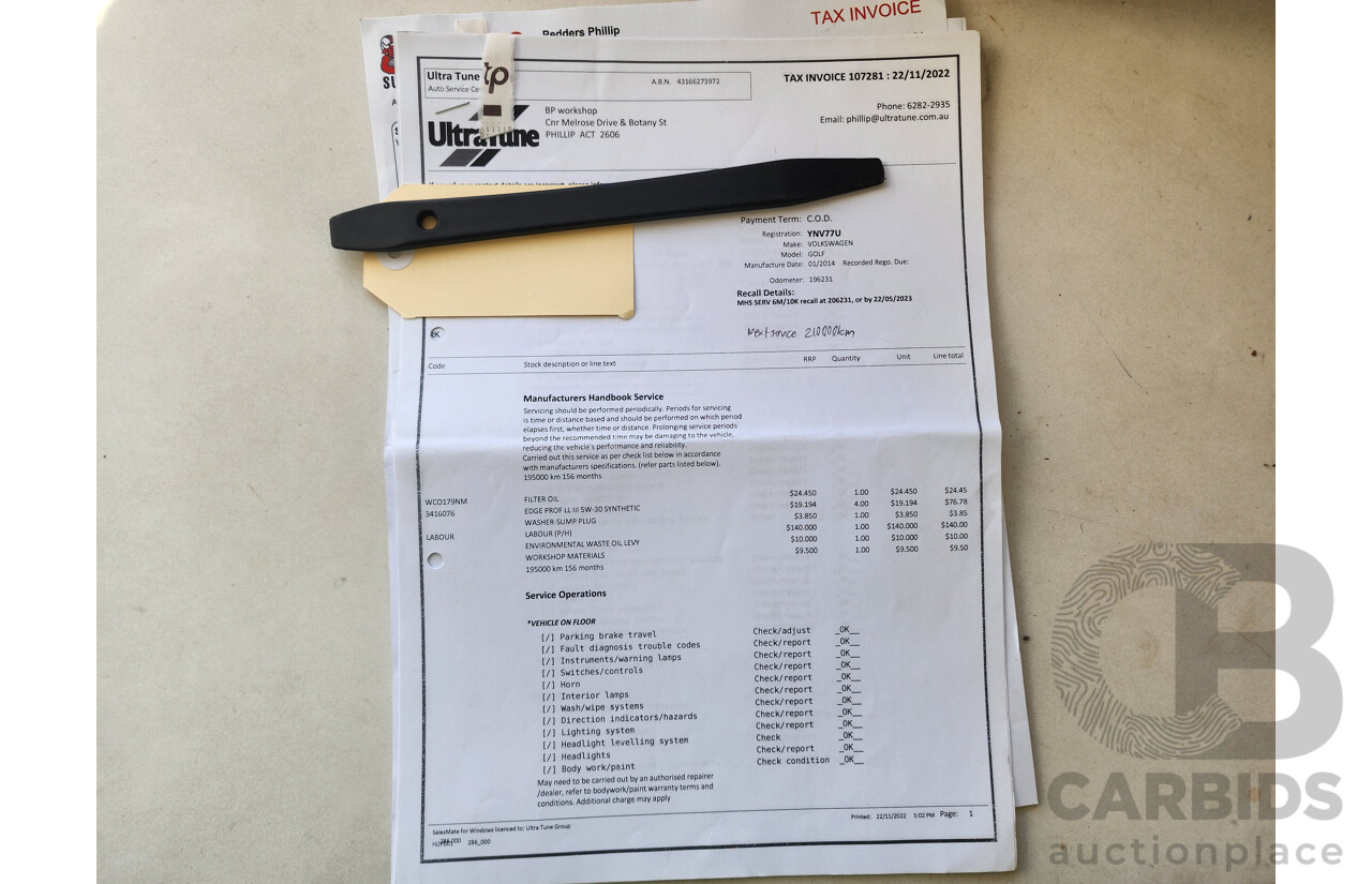 04/2014 Volkswagen Golf 90 TSI AU MY14 5d Hatchback White 1.4L