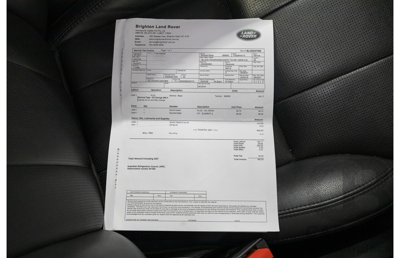 1/2018 Land Rover Discovery SD4 HSE (AWD) MY18 4d Wagon Storm Grey Twin Turbo Diesel 2.0L - 7 Seater