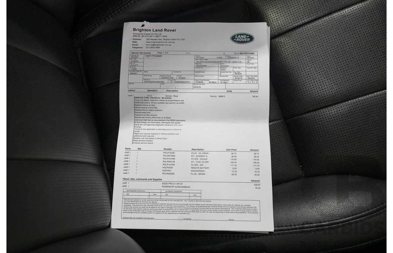 1/2018 Land Rover Discovery SD4 HSE (AWD) MY18 4d Wagon Storm Grey Twin Turbo Diesel 2.0L - 7 Seater
