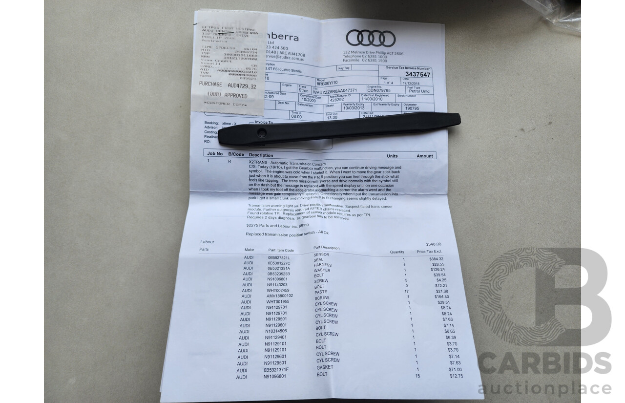 01/2010 Audi Q5 2.0 TFSI Quattro 8R MY10 4d Wagon Silver 2.0L